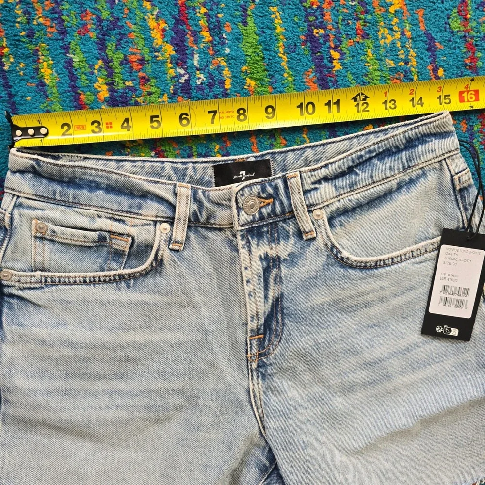 NWT 7 For All Mankind Monroe Long Shorts in Ode To Raw Hem Women‎ Size 26